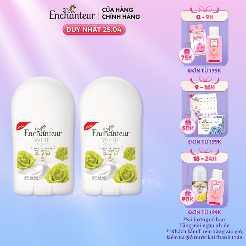 Combo 2 Sáp khử mùi trắng da Enchanteur Delightful 40g/chai