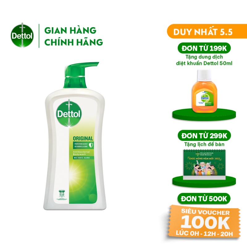 [Mã FMCGDET52 giảm 8% đơn 250k] Sữa tắm Dettol kháng khuẩn - Chai 950g