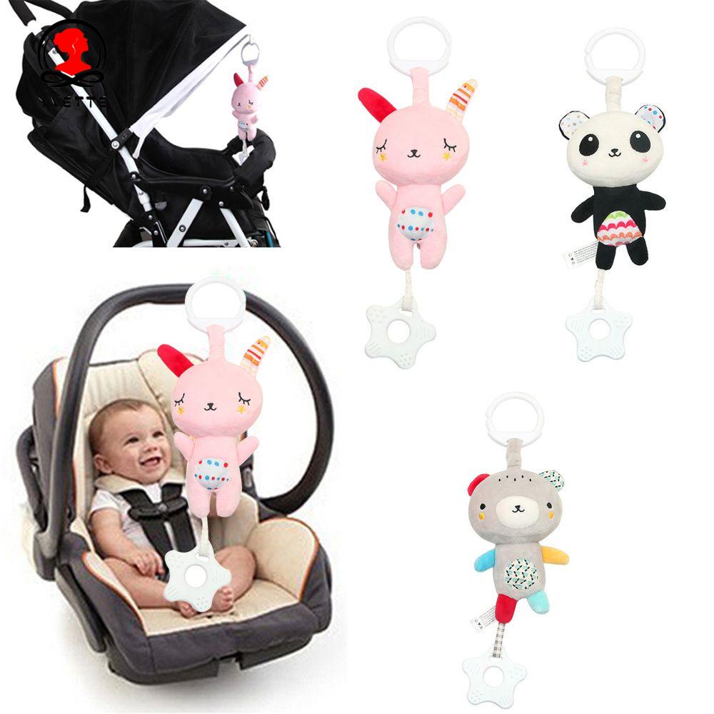 YVETTE Soft Musical Rattles Development Appease Toy Mobile Plush Doll Cartoon Animal Infant Baby Teether Rabbit Bear Stroller Hanging Toy