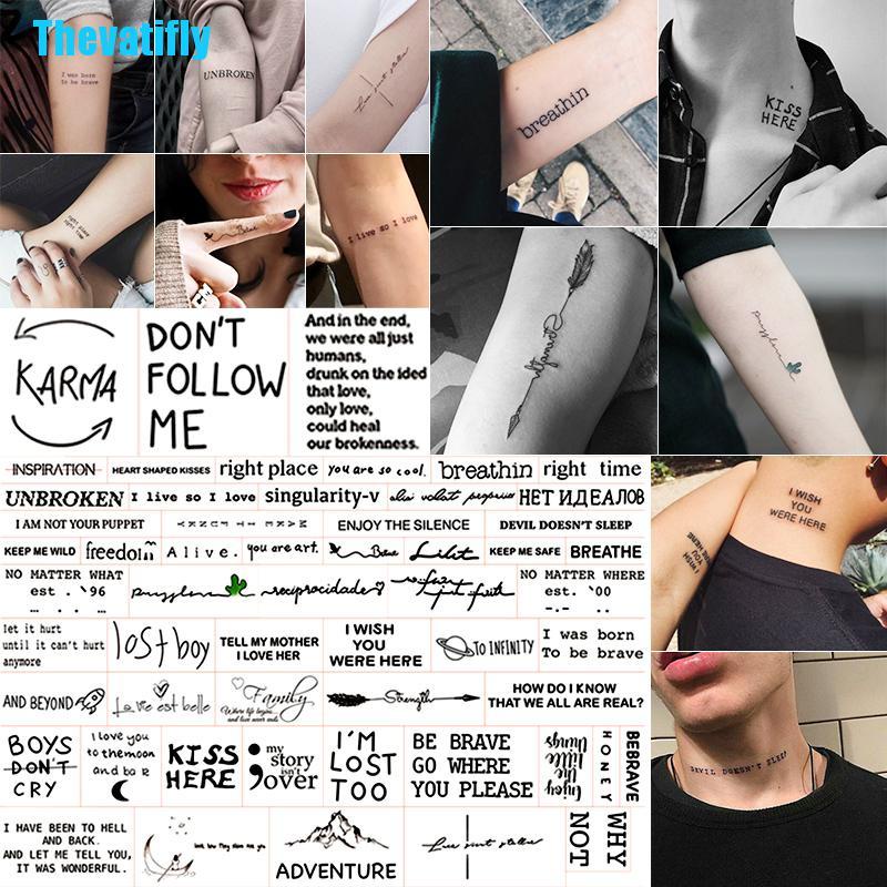 Bộ 56 Hình Xăm Dán Tạm Thời Chống Thấm Nước Hình Chữ Tiếng Anh