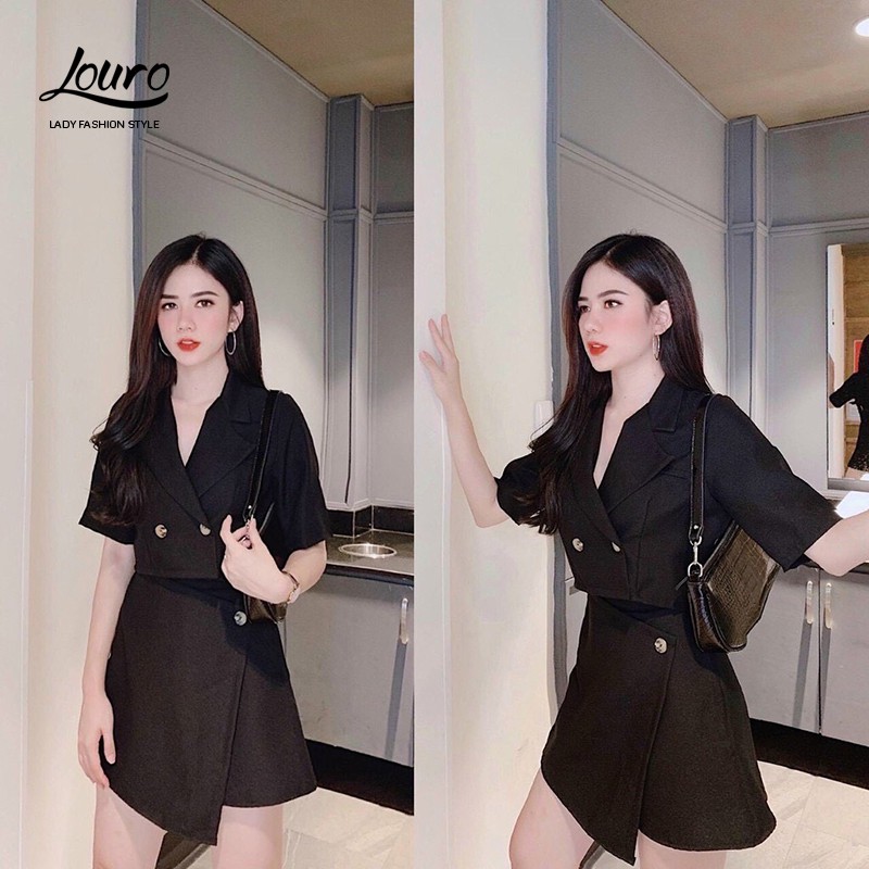 Set bộ vest croptop chân váy chữ A 💟FREESHIP💟set vest nữ 2 chi tiết dễ dàng kết hợp trang phục-L036