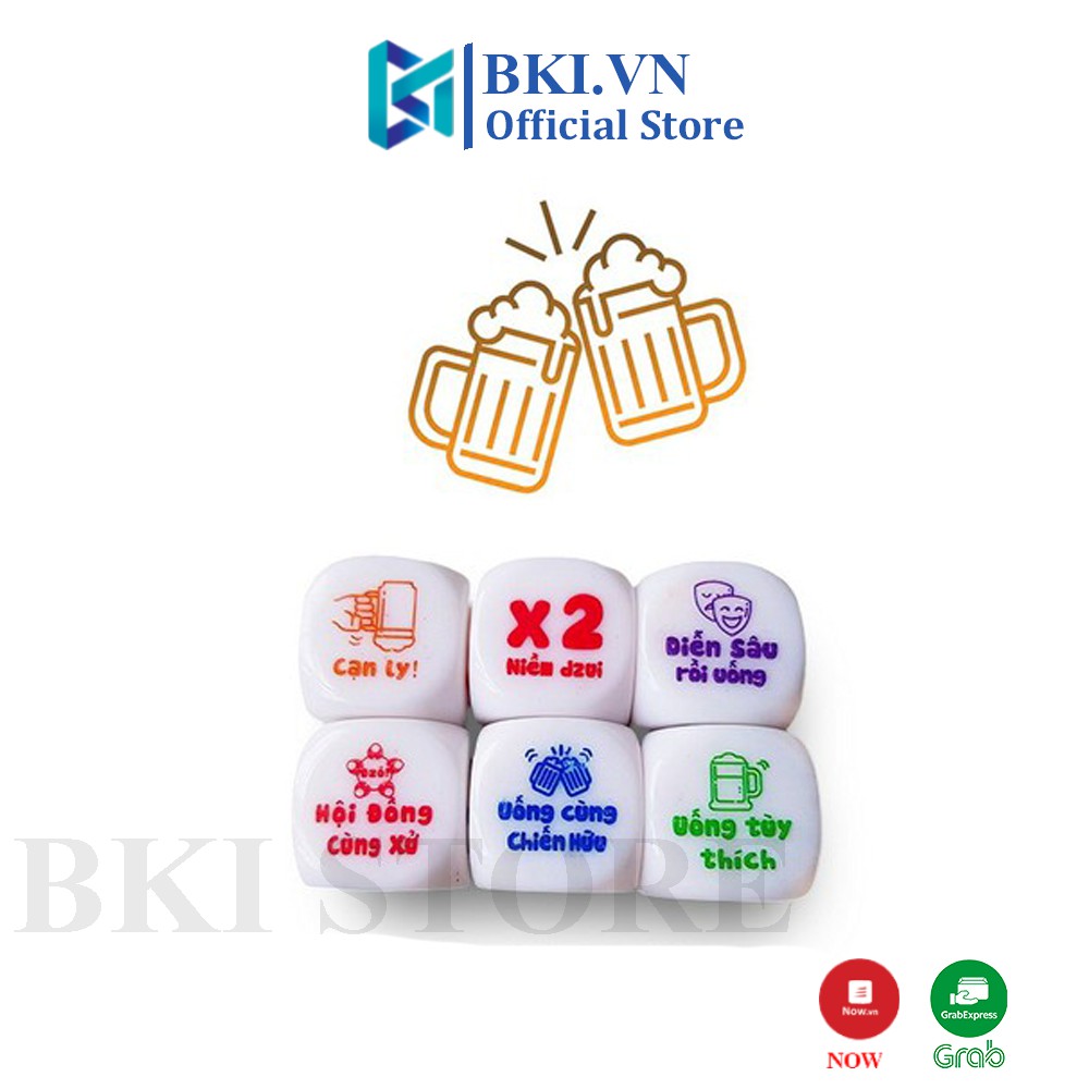 Xí Ngầu Uống Bia Ăn Nhậu, Xúc Xắc Hình Phạt Vui Trên Bàn Nhậu, Combo 6 Viên Xì Ngầu, Xúc Xắc