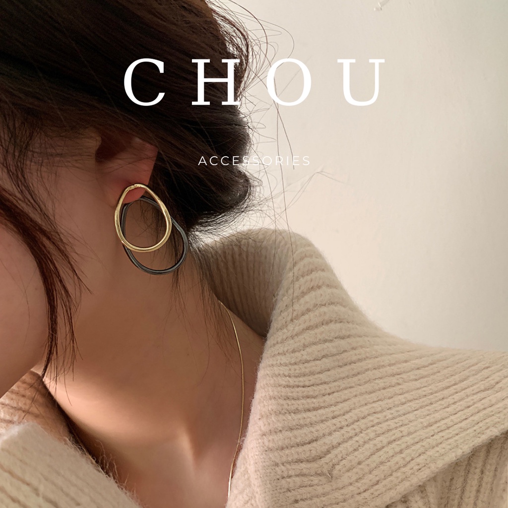 Bông Tai Oval Đôi | CHOU ACCESSORIES |