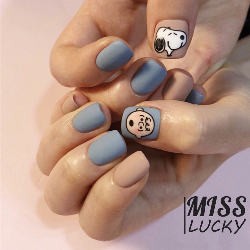 Set 24 Móng Tay Giả Họa Tiết Hoạt Hình Dễ Thương