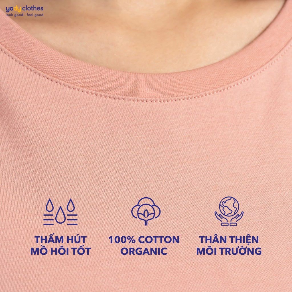 Áo thun trơn nữ YODY tay ngắn vải cotton thoáng mát, đôi nam nữ bigsize TSN5346