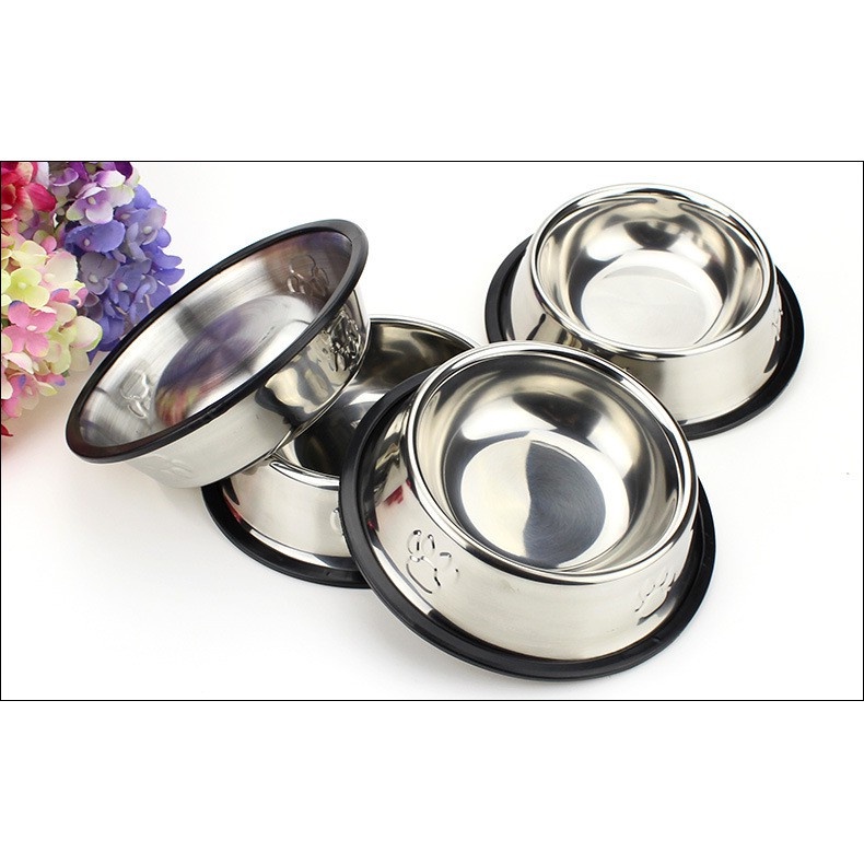 Bát inox cao cấp chống trơn trượt đựng thức ăn cho chó mèo