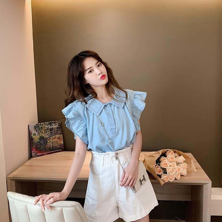 Áo kiểu cổ búp bê tay cánh tiên size s ~ 2xl thời trang Hàn Quốc dễ thương