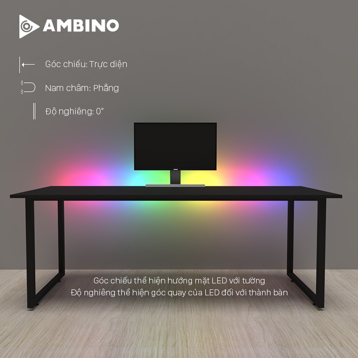 Bộ Led Dán Cạnh Bàn Ambino Black Led RGB Điều Khiển Bằng Phần Mềm