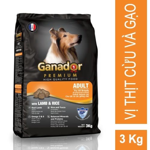Ganador premium adult dog lamb and rice 3kg hạt khô thịt cừu và gạo thức ăn cho chó trưởng thành chất lượng pháp