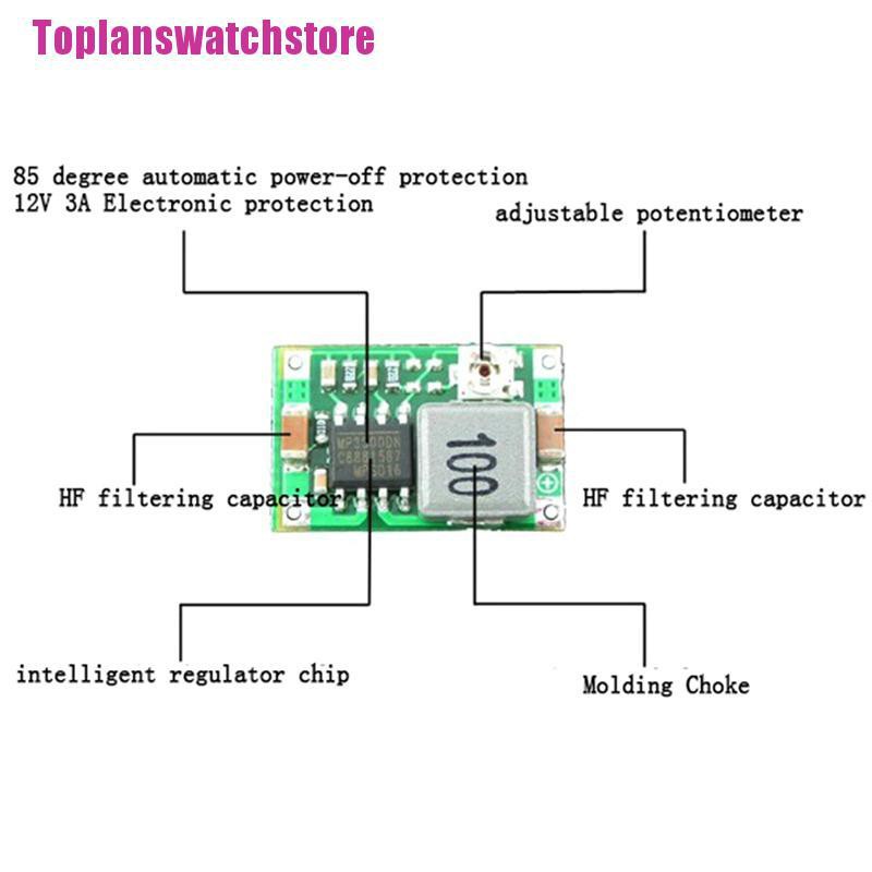 Bộ điều chỉnh hạ áp 3a Mini Dc-Dc Từ 5V-23V Xuống 3.3V 6V 9V 12V