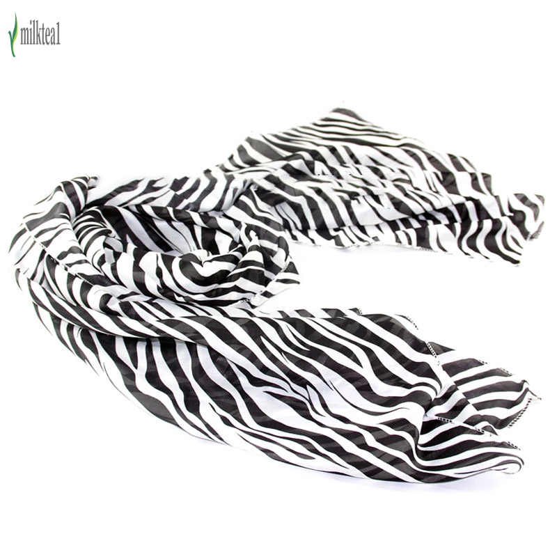 Khăn choàng nữ, vải chiffon, dài, in sọc ngựa vằn, thời trang
 | BigBuy360 - bigbuy360.vn