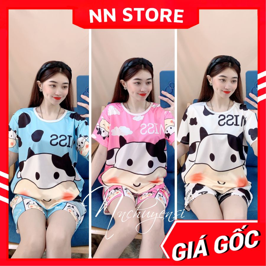 Đồ bộ bé trai bé gái 35kg mặc nhà in bò sữa hoạt hình dễ thương DBRBD SIZE S