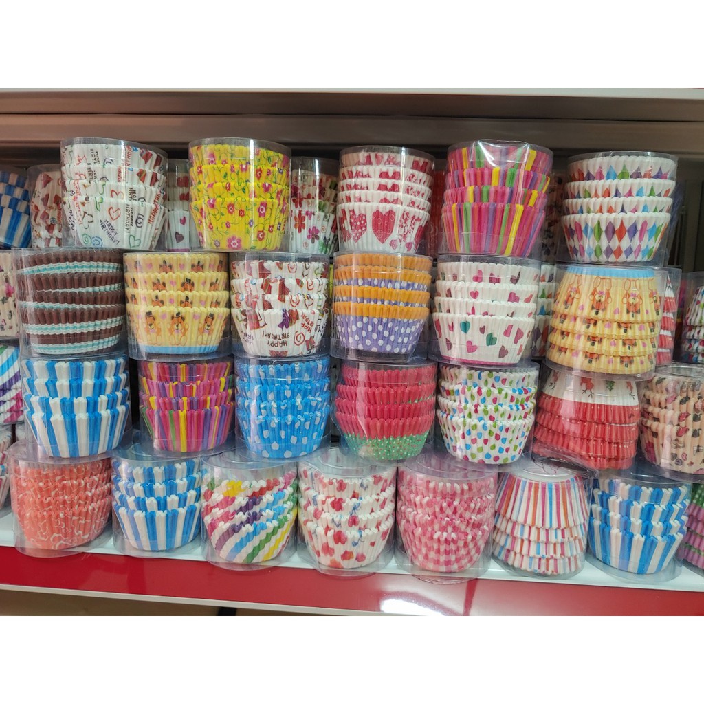 cup giấy mềm lót cupcake hộp 100c nhiều mầu