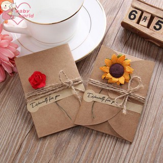 Thiệp chúc mừng đính hoa giả thủ công xinh xắn