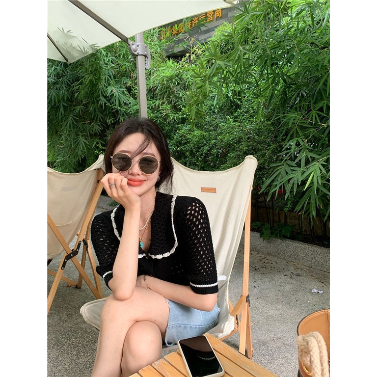 Áo Sweater Ngắn Tay Dáng Rộng Thời Trang Xinh Xắn