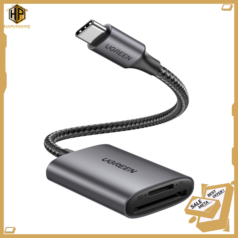 Đầu đọc thẻ SD/TF Ugreen 80887 - 80888 vỏ nhôm cao cấp - Hapuhouse