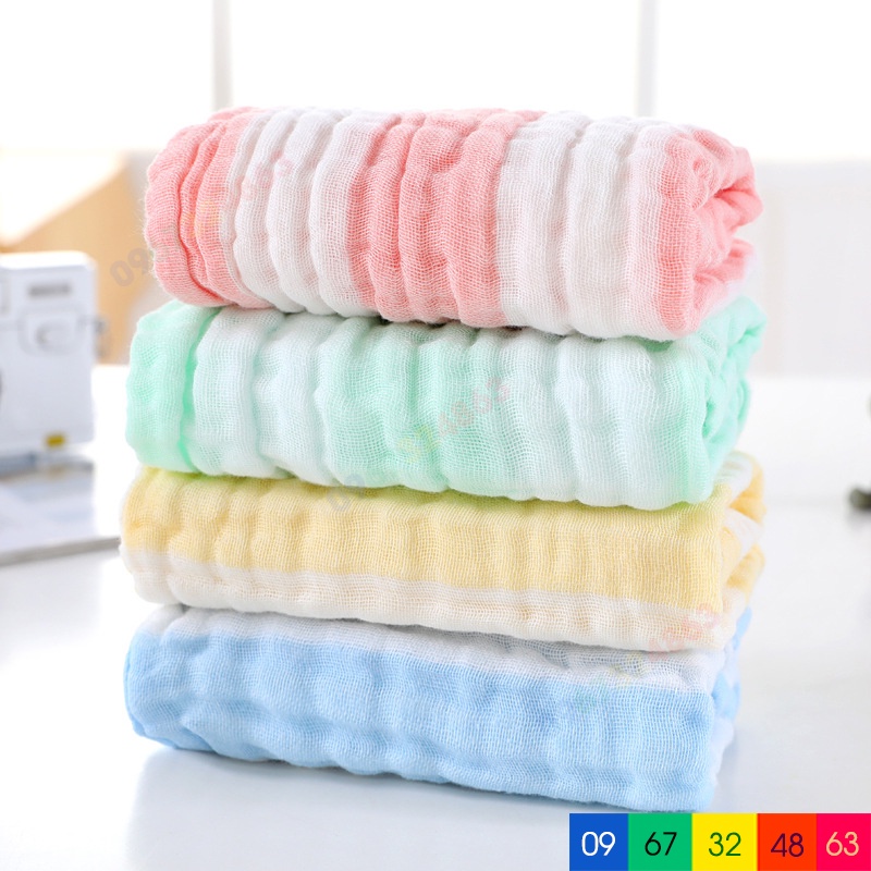 Khăn sữa xô 6 lớp XỌC KẺ rửa mặt loại dày siêu mềm mại cho bé