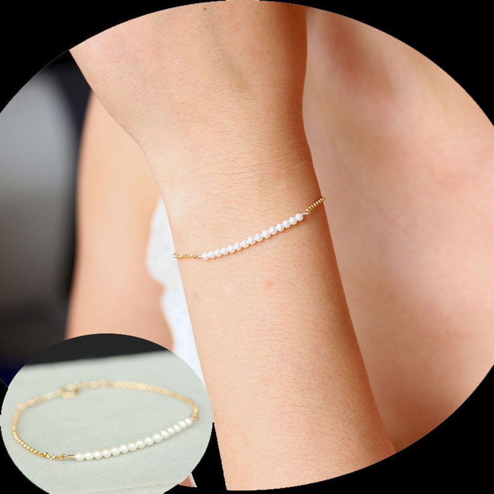 Vòng đeo tay chuỗi hạt mạ vàng kiểu dáng đơn giản