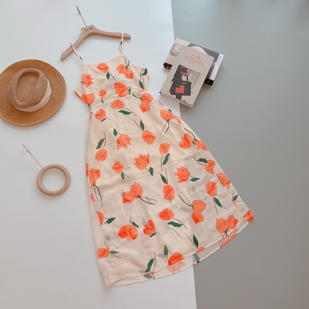 VÁY HOA NỮ HỌA TIẾT HOA TULIP SANG TRỌNG QUYẾN RŨ V150 | BigBuy360 - bigbuy360.vn