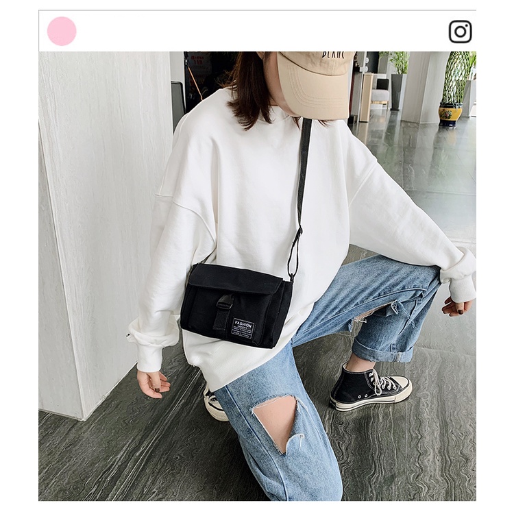 Túi xách nam nữ ulzzang vải đơn giản tiện lợi mini đựng đồ hai màu đen trắng T2M