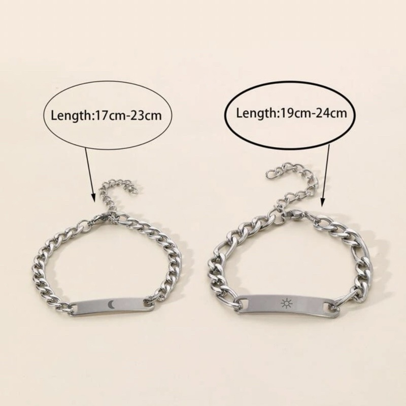 Set 2 Vòng Tay Cặp Đôi Thép Titan Phong Cách Hiphop StreetWear - Vòng tay Hình Mặt Trời Mặt Trăng Đẹp Cá Tính