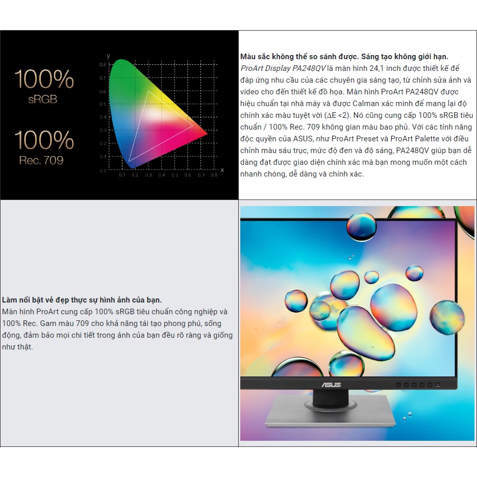 Màn Hình Đồ Họa ASUS ProArt PA248QV - 24" - FullHD - 16:10 - 100%sRGB -100%Rec.709 ( Mới, Chính Hãng, Bảo Hành 36Tháng ) | BigBuy360 - bigbuy360.vn