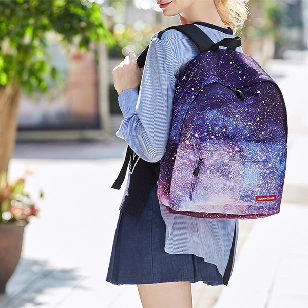 Balo nữ đi học đi chơi vải dù hình galaxy đẹp mắt, cá tính (tặng hộp bút)