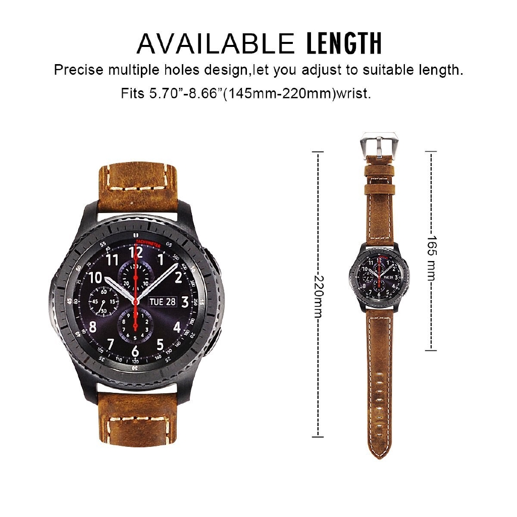 Dây đeo đồng hồ bằng da chốt tháo nhanh dành cho Samsung Galaxy 42 46 Mm Gear S3 Amaz