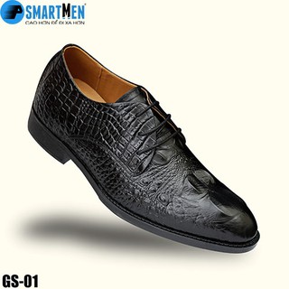 Giày da dập vân công sở tăng chiều cao SmartMen GS01 (Đen)