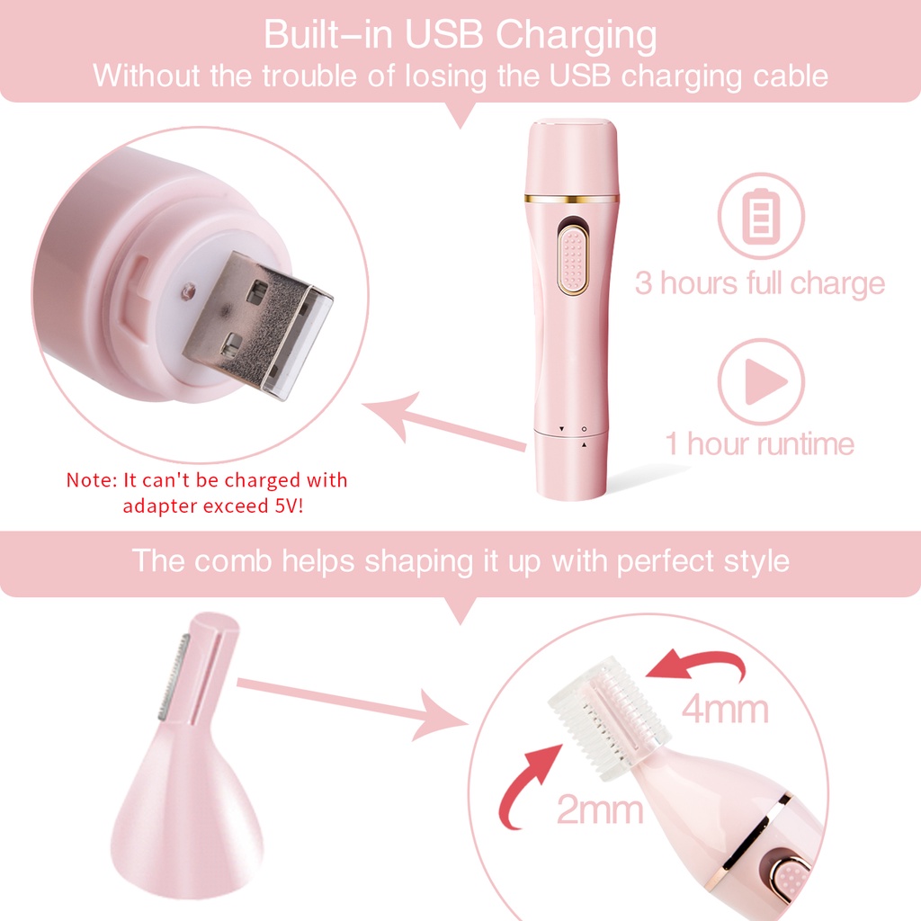 Máy cạo lông mặt TOGEWITHU chuyên nghiệp 4 trong 1 sạc USB Cho nữ