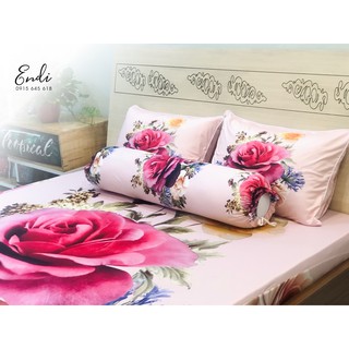 Bộ ga thun lạnh 5d hoa hồng endi