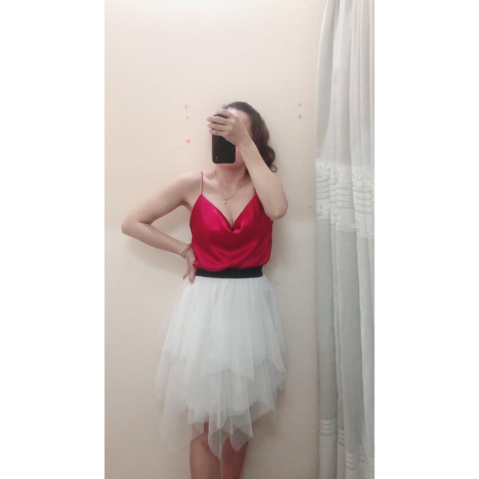 Áo voan cổ đổ - chất phi bóng dày, đẹp