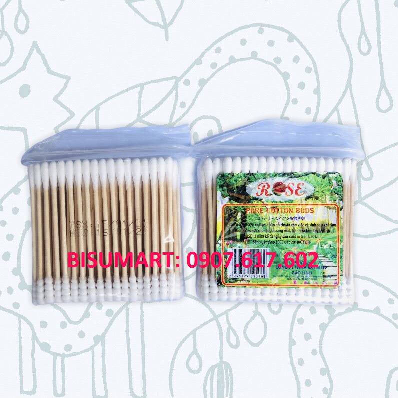 Tăm bông, Bông ráy tai lõi gỗ ROSE BỊCH 100 QUE