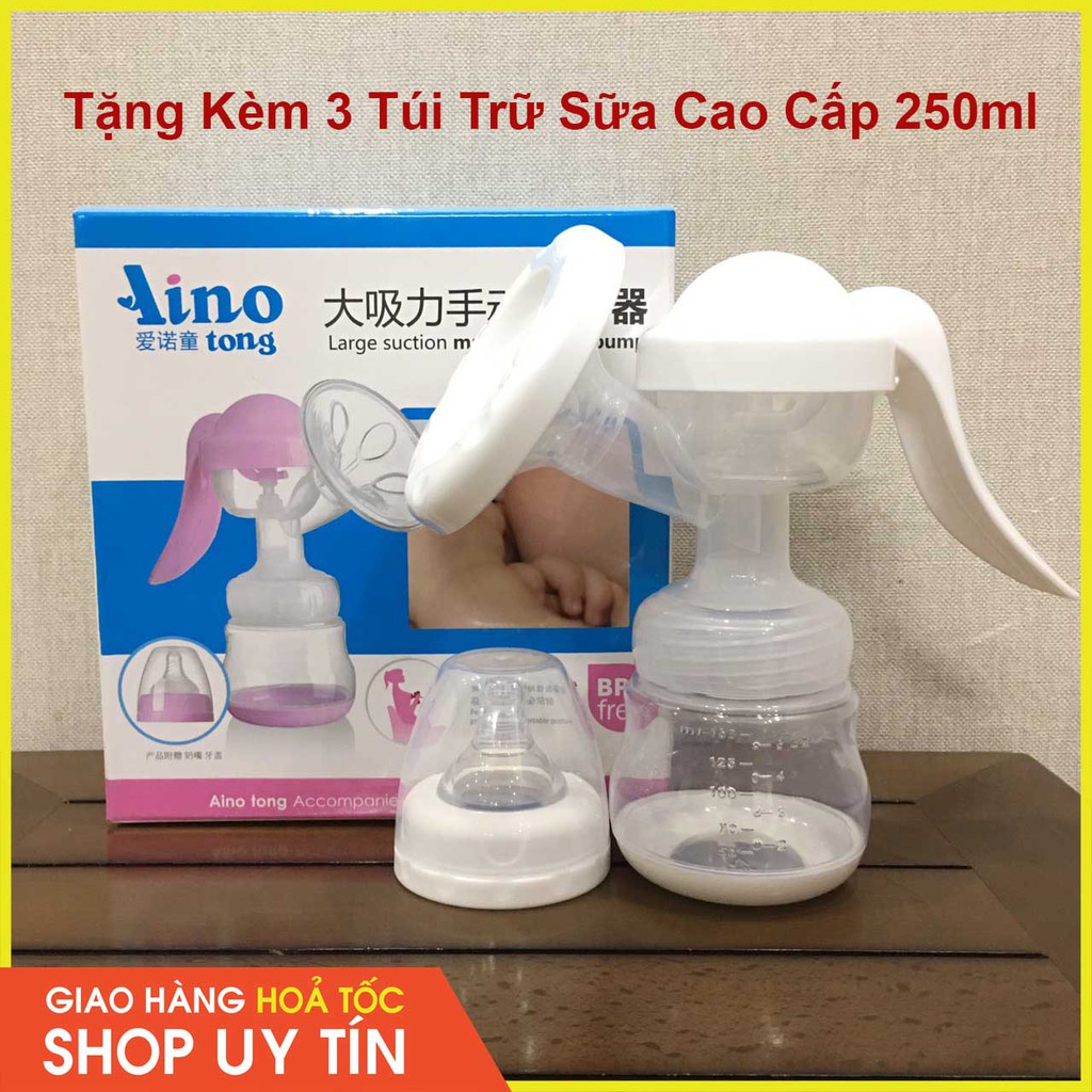 (CHỌN MÀU - Tặng 3 Túi Trữ Sữa 250ml) Máy Hút Sữa Bằng Tay Manual Breast Pump