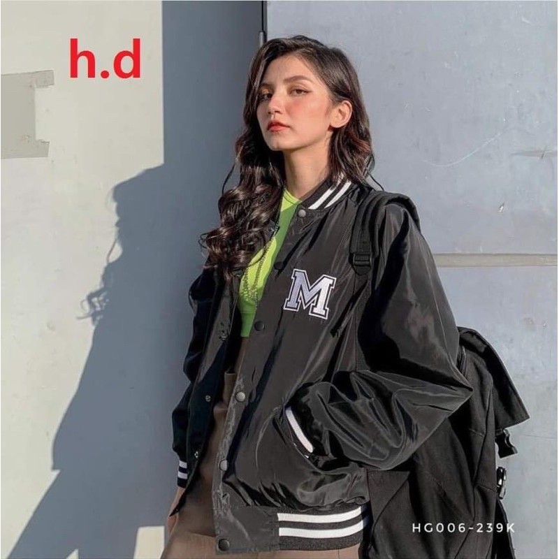 áo khoác gió nhẹ bomber 1 lớp lô gô chữ M