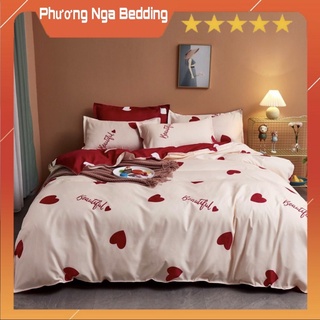 Bộ Chăn Ga Cotton Poly Tim Đỏ Beautyful