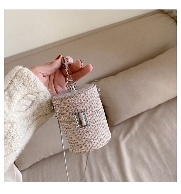 [Sẵn] Túi Đeo Chéo Mini Lấp Lánh Dáng Hộp Tròn Siêu Xinh 8x9x8cm | BigBuy360 - bigbuy360.vn