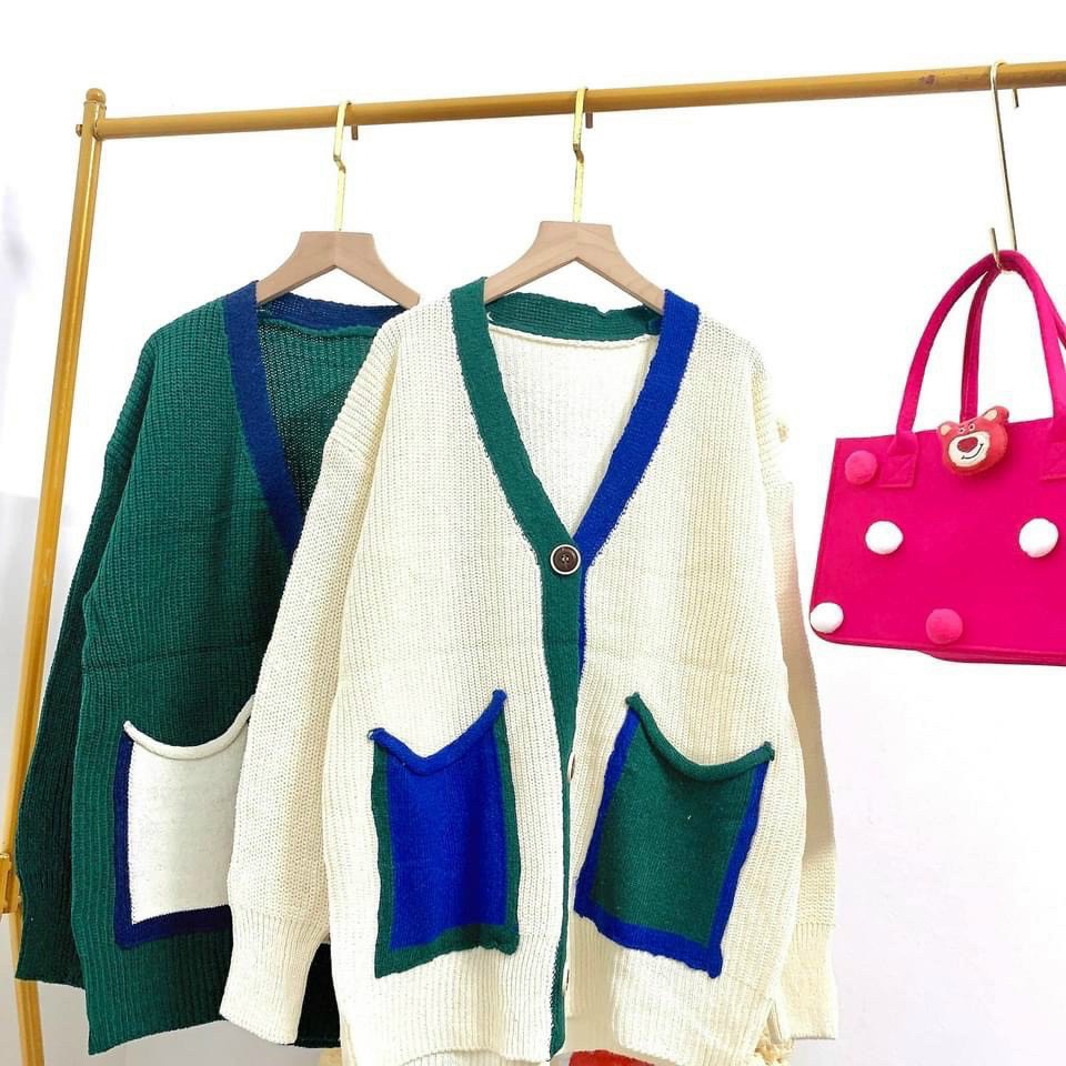 Áo khoác cadigan viền xanh nhibuishop