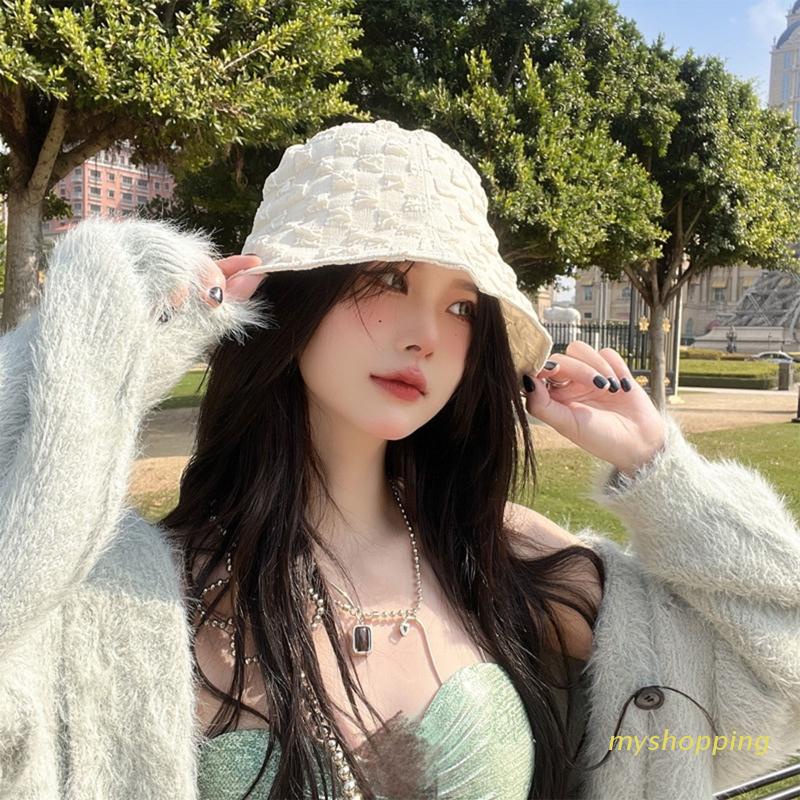 Nón Bucket Rộng Vành Thoáng Khí In Họa Tiết Xinh Xắn Cho Người Lớn