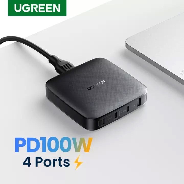 Củ sạc nhanh 100W Ugreen 70870 70869 CD226 USB Type-C x 3 và 1 USB Type  A Hỗ trợ QC4+PD 3.0 Chính Hãng