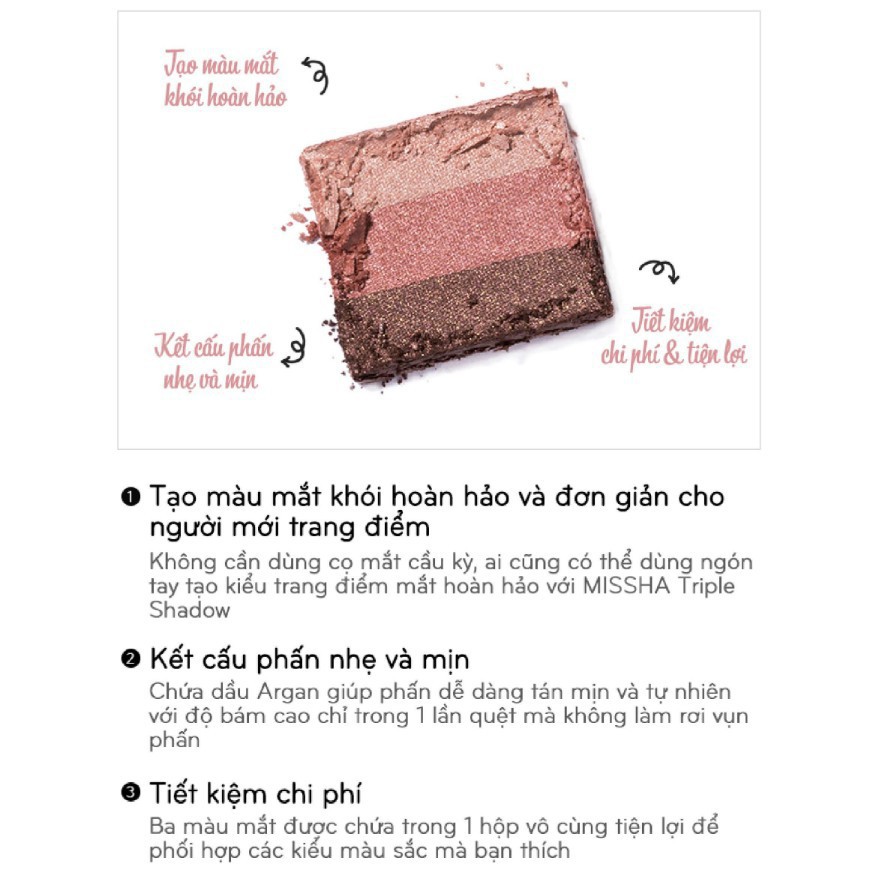 [ MUA 2 TẶNG 1] Combo 2 Hộp Phấn Mắt 3 Màu Missha Triple Shadow 1.5g x 2