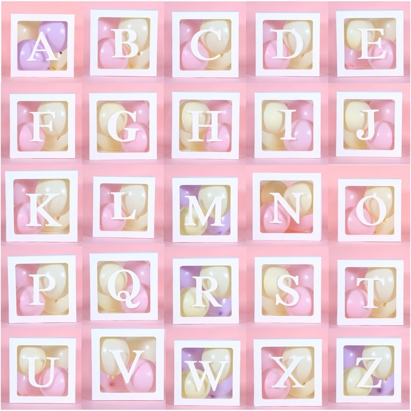 Miếng Dán Trang Trí Hộp Bong Bóng Trong Suốt Chữ Cái Từ A-Z