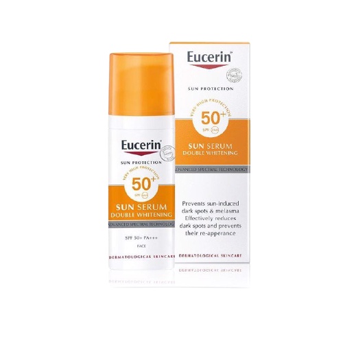 Kem chống nắng Eucerin sun serum double whitening spf50+ 50ml giúp giảm thâm nám và dưỡng trắng da