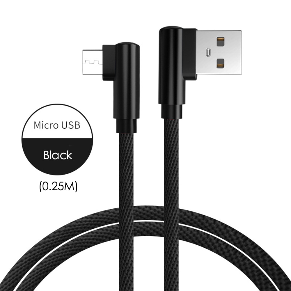 Cáp sạc nhanh 2.4A 90 độ cổng micro USB dài 25cm