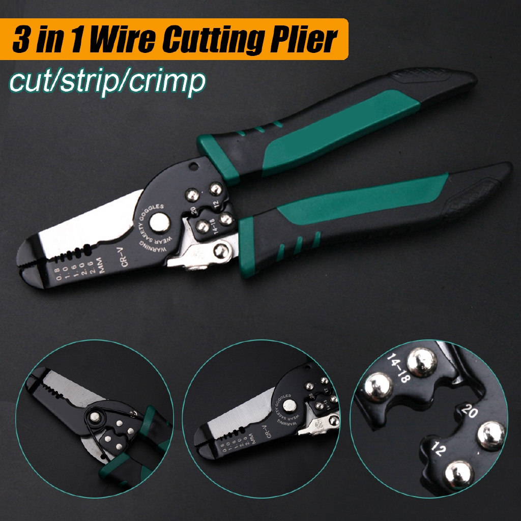 3 in 1 Cable Wire Stripper Cutter Crimper Plier Multifunctional Terminal Tool