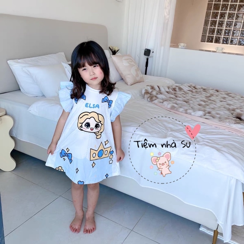 Váy bé gái - Váy suông in hình công chúa Bạch Tuyết / ELSA cho bé gái  - TIỆM NHÀ SU