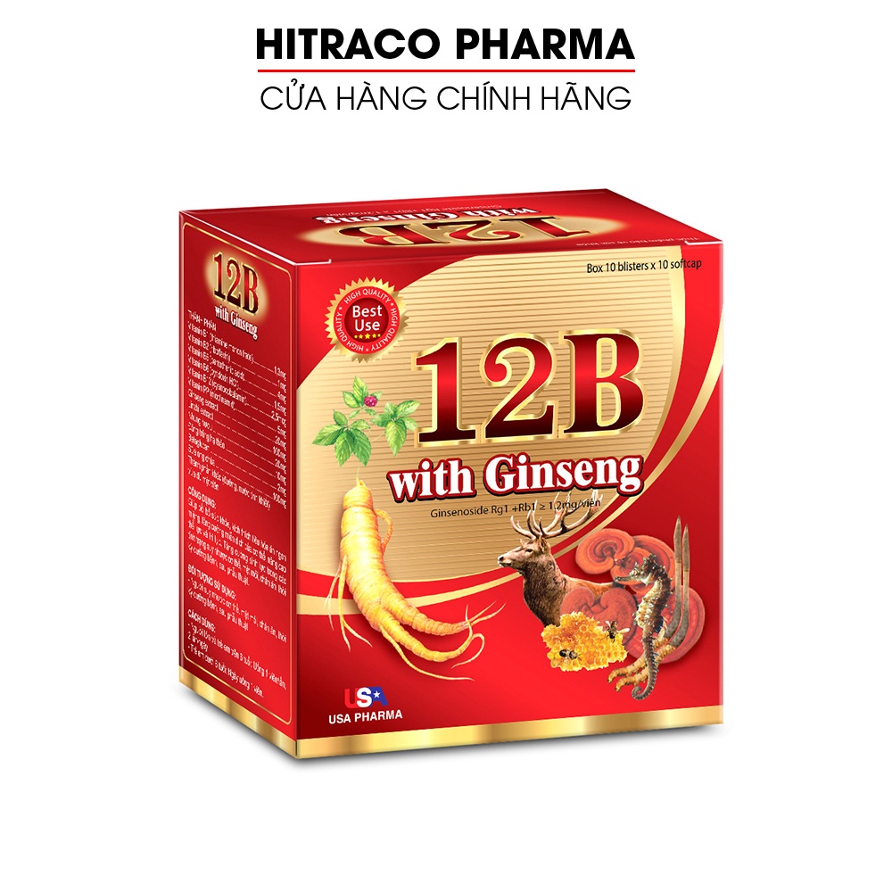 Vitamin tổng hợp 12B With Ginseng bồi bổ cơ thể, tăng sức đề kháng - Hộp 100 viên [12B With Ginseng]