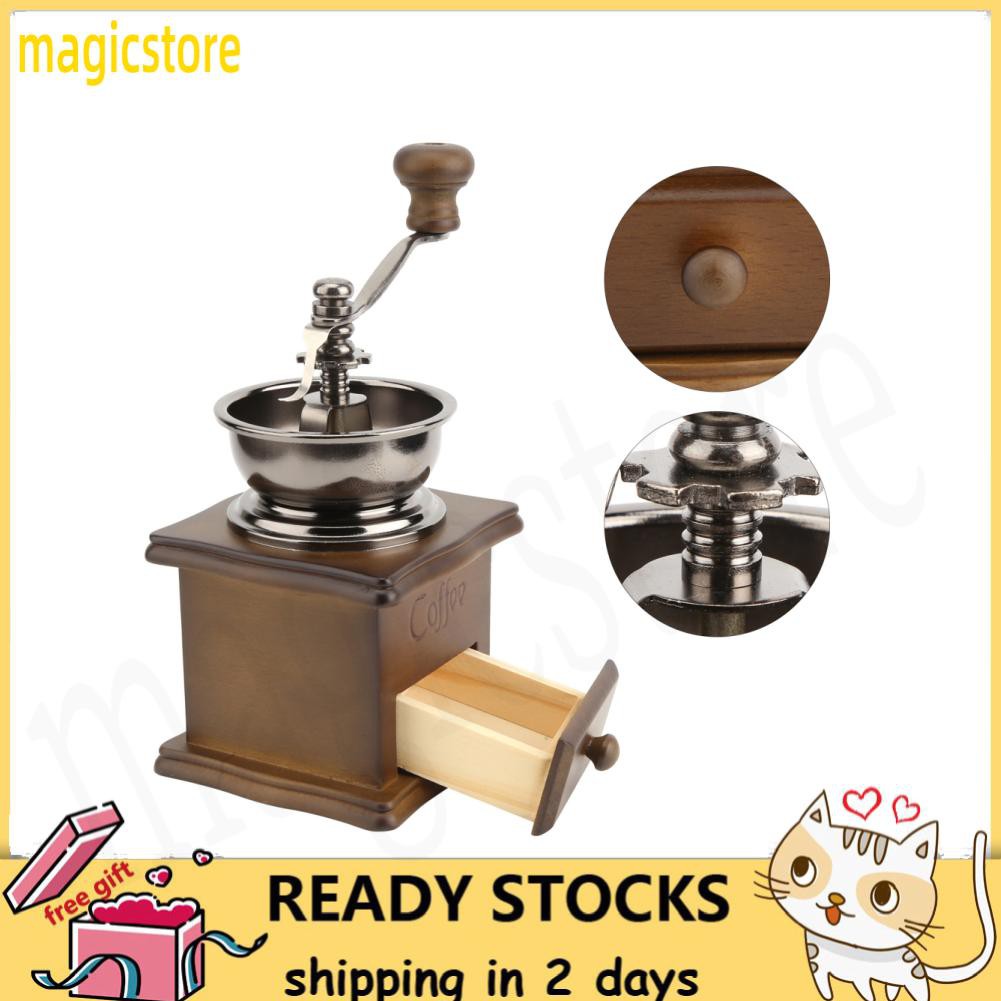 Magicstore Hand Crank Grinder Steel Core Manual Coffee Bean Retro Mill for Home Camping