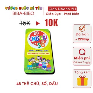 Bộ thẻ 45 chữ cái và số cho học sinh mầm non, lớp 1