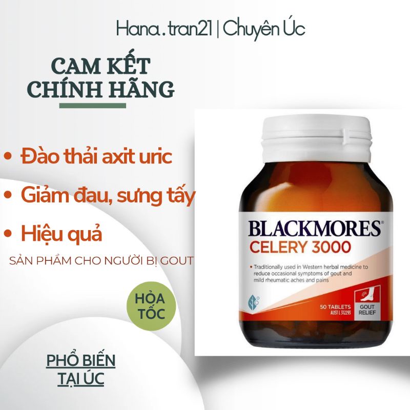 Viên Blackmores Celery 3000mg -  phòng ngừa gout  50 viên